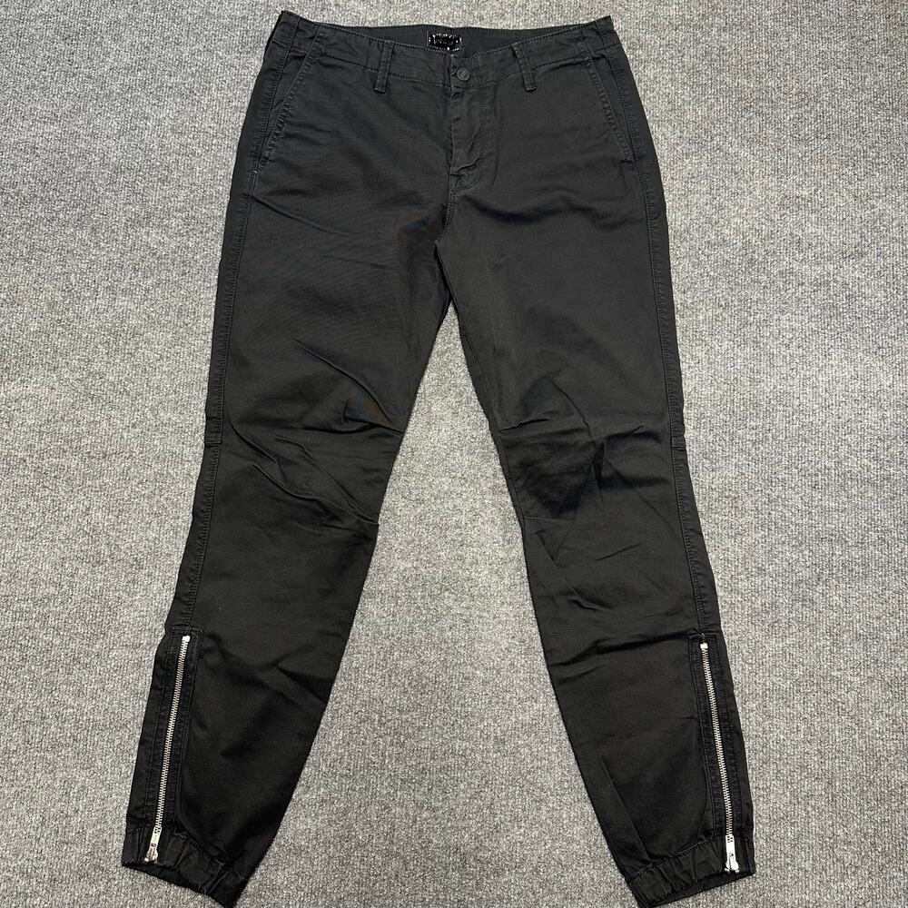 Mother Denim Women's The Misfit Mid Rise Canvas Zip Jogger Flap Pockets Black 27